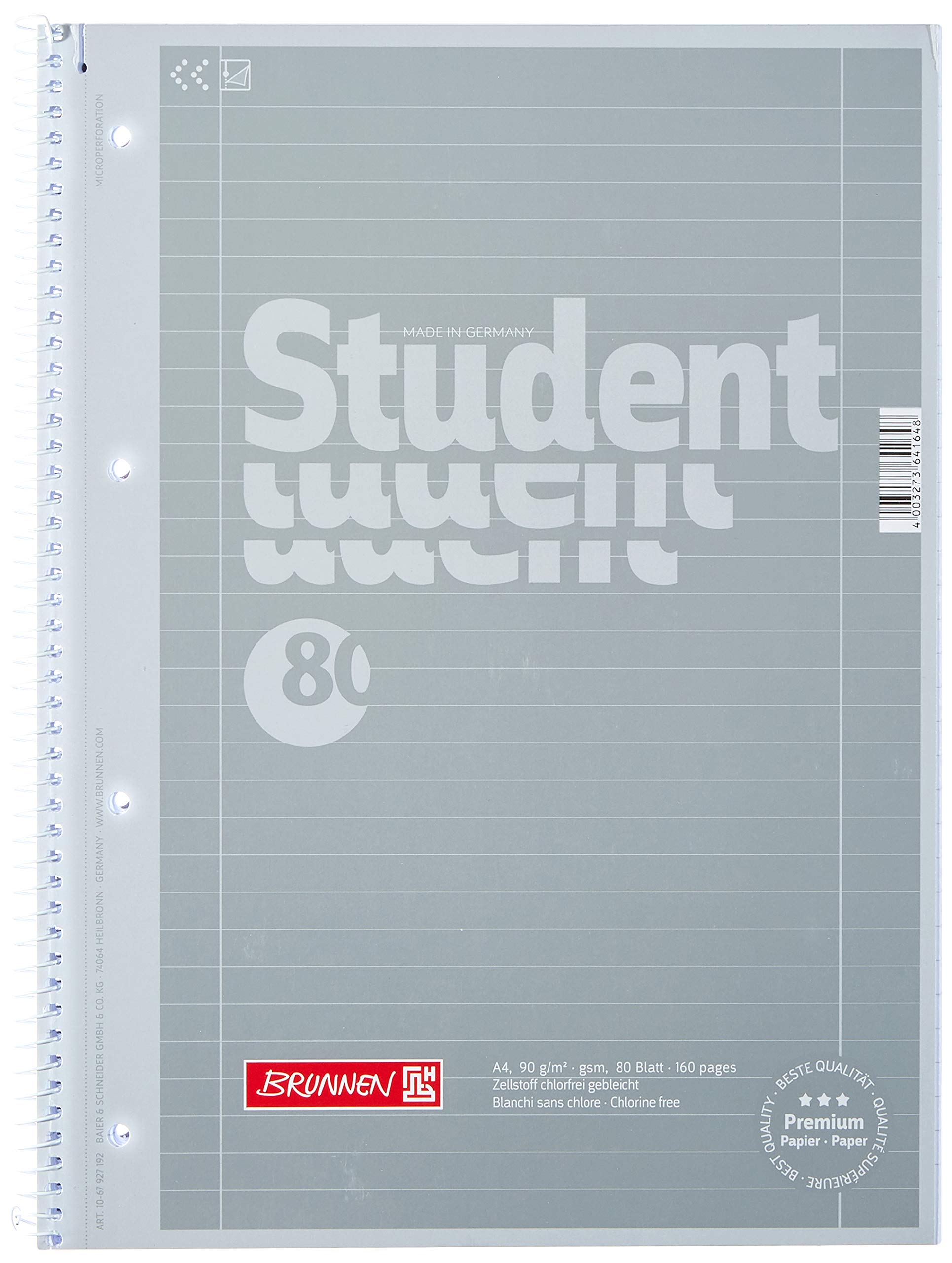 5X Brunnen College Notepad A4 Silver LIN. 27