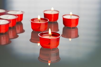 72 Teelichter XXL-Box im farbigen Acryl Cup Rot 'Click & Light', ohne Duft, Kerzen, Teelicht translucent Cup, Sparpack, Großp