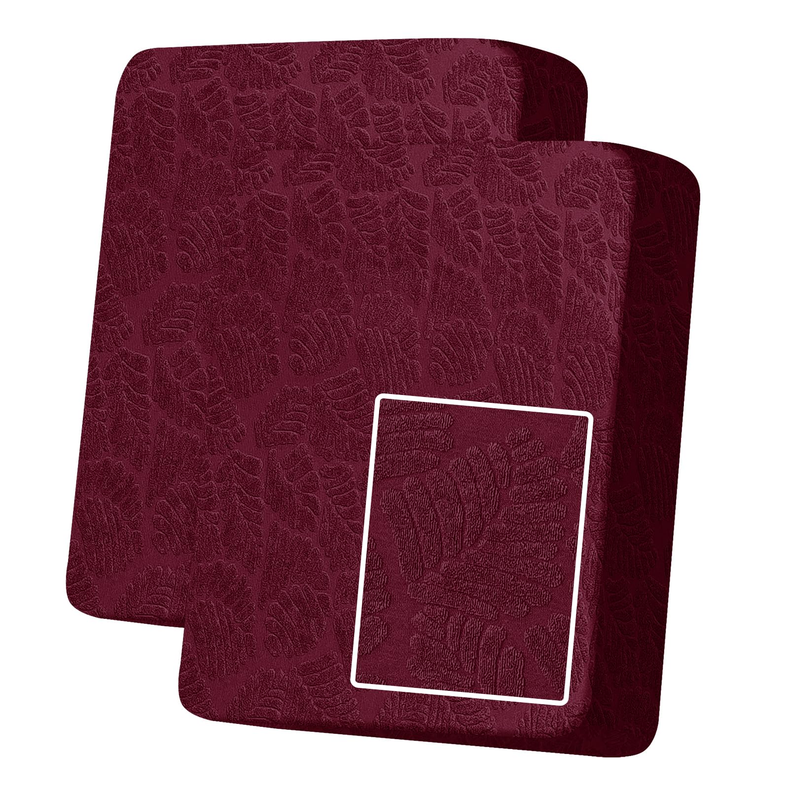 MAXIJIN Stretch Sofa Seat Cushion Cover Jacquard Sofa Seat Cover Non-Slip Couch Seat Slipcover Protector Replacement for Individual Cushion with Elastic Bottom (Wine Red, 1 Seater*2)
