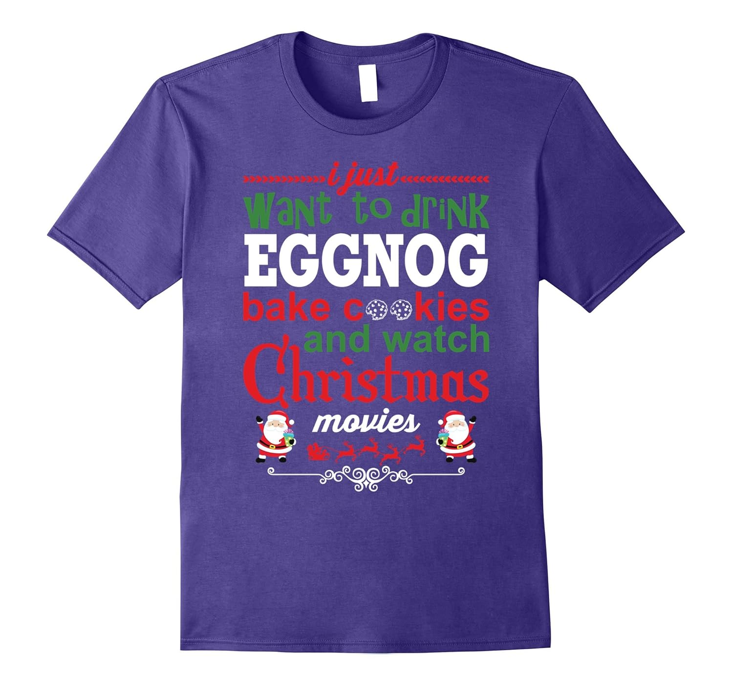 Funny Christmas Shirt For Eggnog Cookies Movies Men Women-ANZ