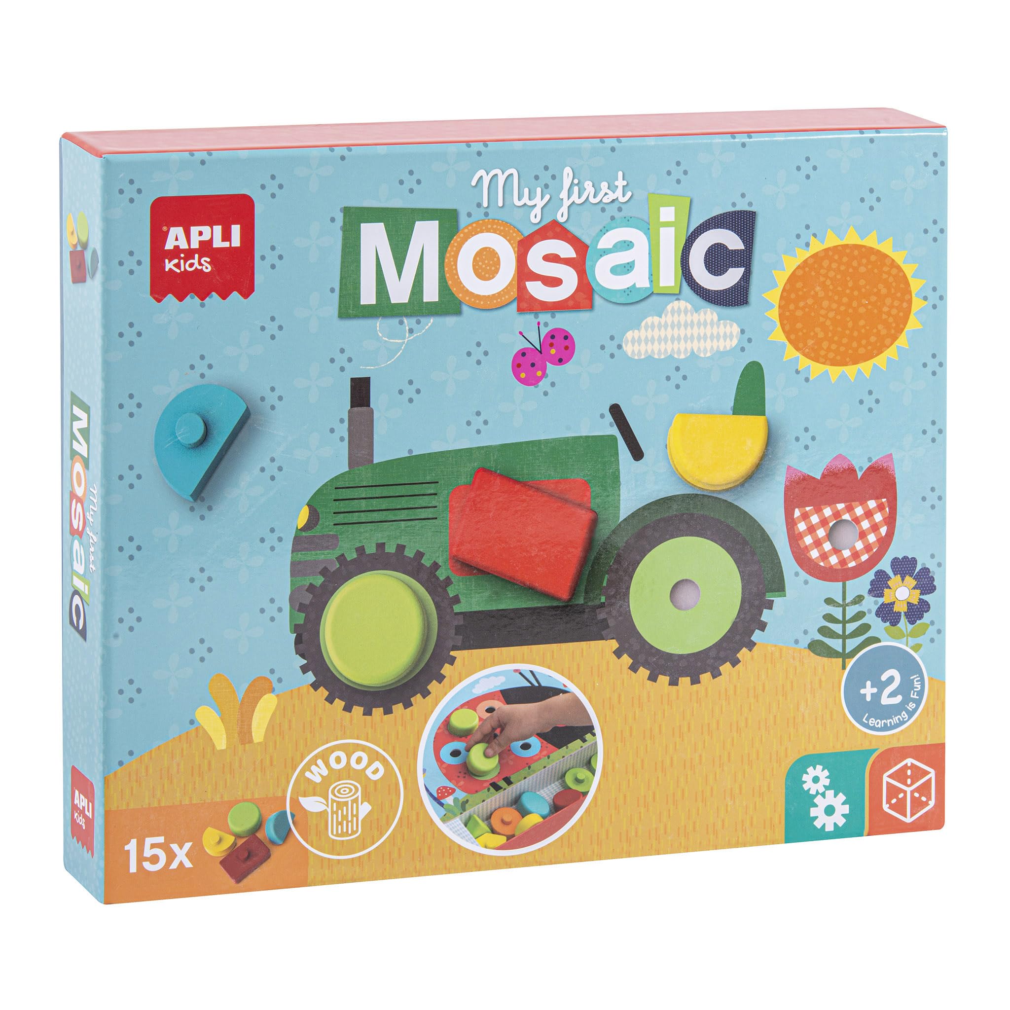 APLI Kids - My First Wooden Mosaic, 15 Pieces, Multicoloured (17652)