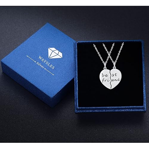 Waysles Best Friends Necklace for 2, BFF Necklace 925 Sterling