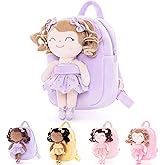 Gloveleya Toddler Backpack Baby Ballerina Girl Gifts Plush Curly Hair Ballet Backpack - White Purple 9 inches