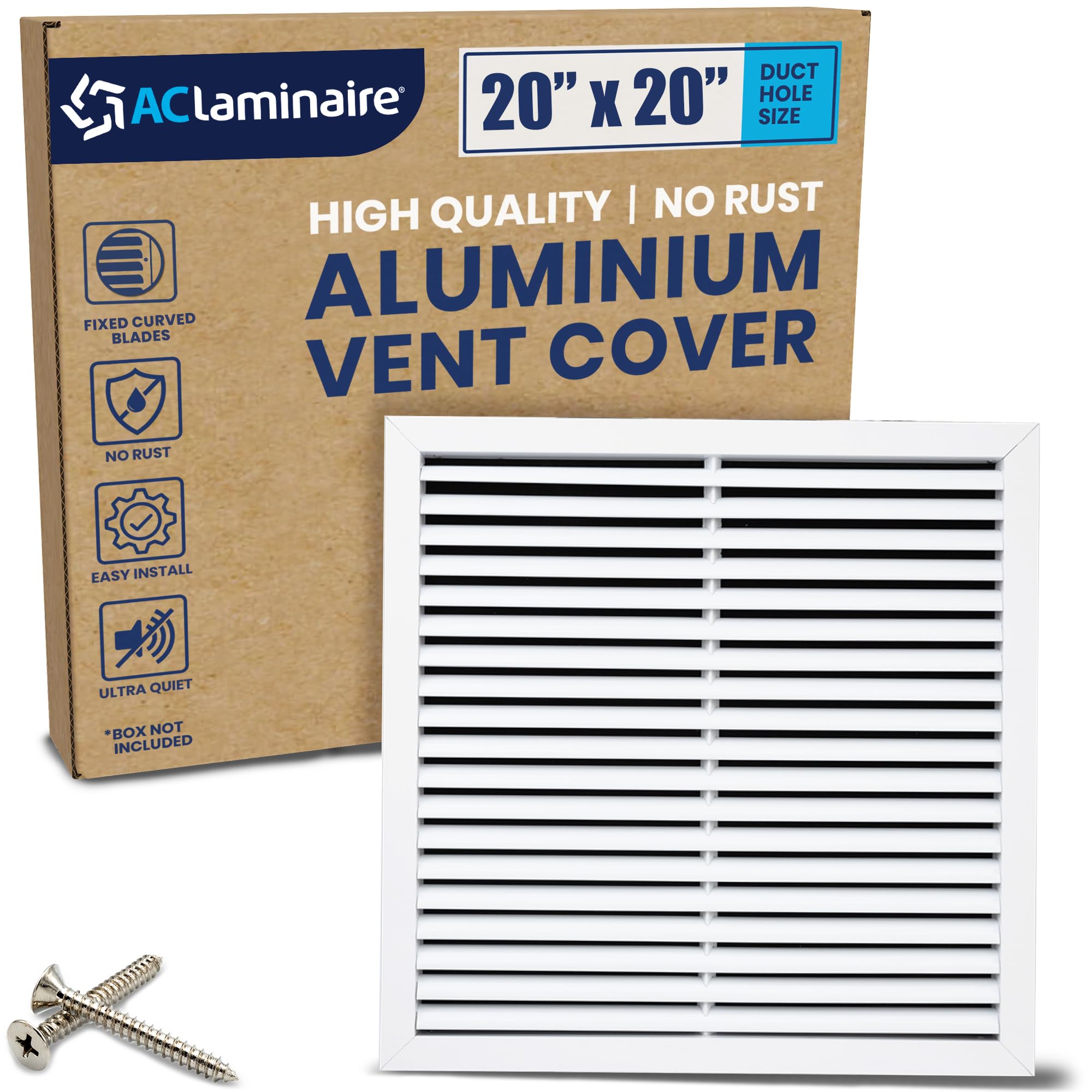 Photo 1 of 20" x 20" Duct Hole Size Aluminum Return Grille - Rustproof for Ceiling or Wall, No Adjustable Components, Decorative Air Vent Cover, HVAC Return Air Grille, 21.6" x 21.6" Face.