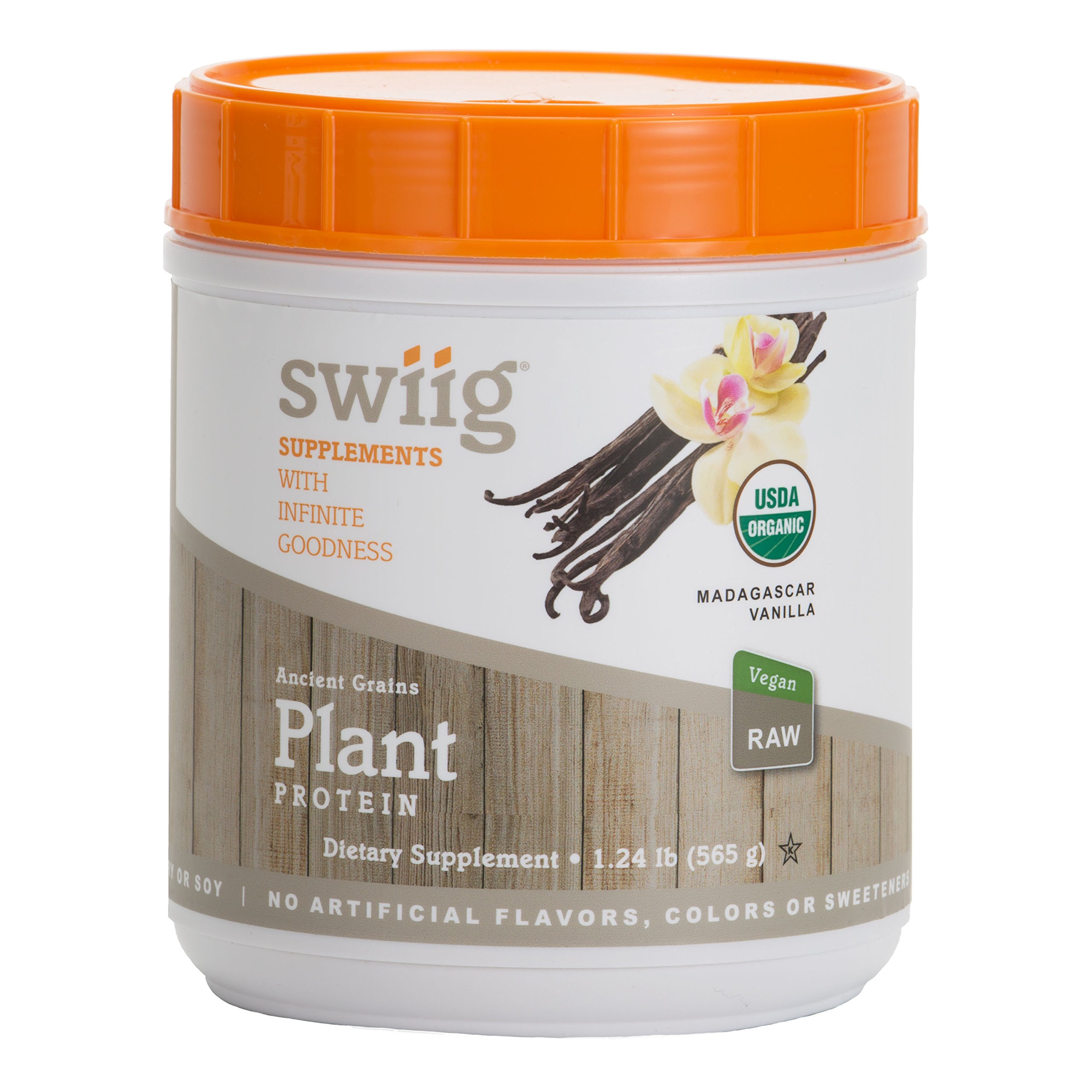 swiig Organic Ancient Grains Plant Protein Powder, Vanilla, NonGMO