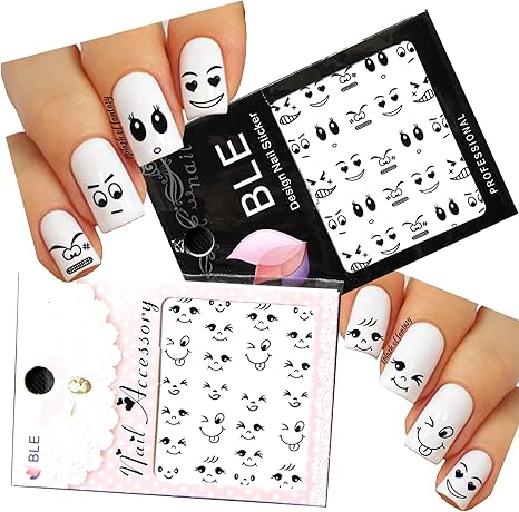 Smiley Face Nail Art Water Slide Tattoo Sticker 2 Pack Amazon Ca Home Kitchen smiley face nail art water slide tattoo
