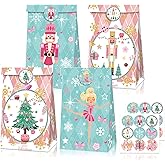 Roaring Good Time Christmas Nutcracker Gift Bags Pink Christmas Nutcracker Candy Cane Party Favor Xmas Goodie Candy Treat Bag for Holiday Birthday Party Supplies 12 PCS
