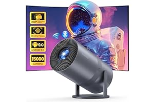 YOWHICK [Electric Focus & Built-in Apps ] Mini Projector with Wifi6 and Bluetooth, 15000L Native 1080P Outdoor Portable Movie Projector, 210° Rotation 4k Support for iPhone/Android/ TV Stick/HDMI/Laptop