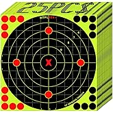 ATFLBOX 12X12 Inch Splatter Adhesive Bullseye Fluorescent Yellow Shooting Target Stickers, Sight in Shooting Range Paper Targ