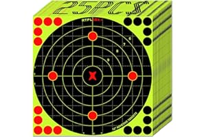 ATFLBOX 12X12 Inch Splatter Adhesive Bullseye Fluorescent Yellow Shooting Target Stickers, Sight in Shooting Range Paper Targ