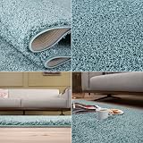 THE RUGS Shaggy Living Room Rug 200x290 cm Duckegg Blue 30 mm Thick view 5