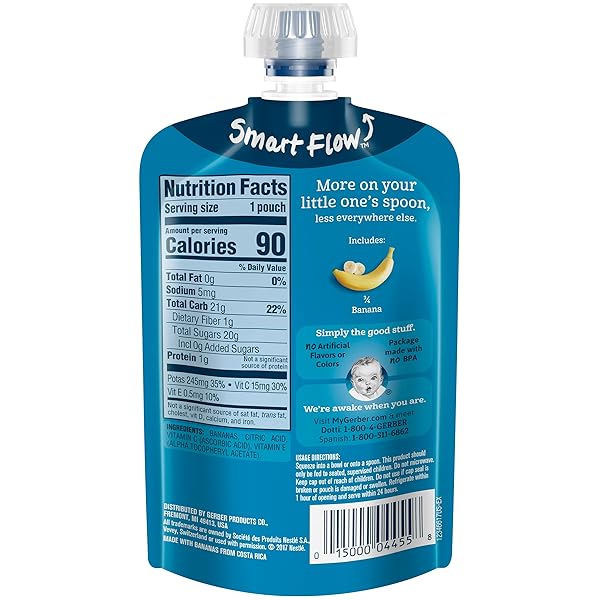 GERBER PUREES 2ND FOODS BANANA BABY FOOD POUCHES, 3.5 OZ