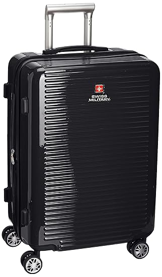 Swiss Military Polycarbonate 46 cms Black Hardsided Check-in Luggage (HTL17)