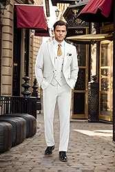 Aowdoy Men's Suits 3 Piece Slim Fit Tuxedo Suit One