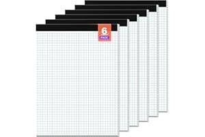 VISHOITTY Graphing Paper 8.5 x 11 Legal Pad, Graph Paper Pad, [6 Pack] Quad Ruled Grid Paper 11 x 8.5 in, 4x4 Graft Paper 30 Sheets/Pad Perforated Quadrille Paper, 8.5'' x 11'' Drafting Paper for School Office