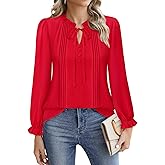 Timeson Women's Business Casual Tops Long Sleeve Work Blouses Chiffon Office Shirts