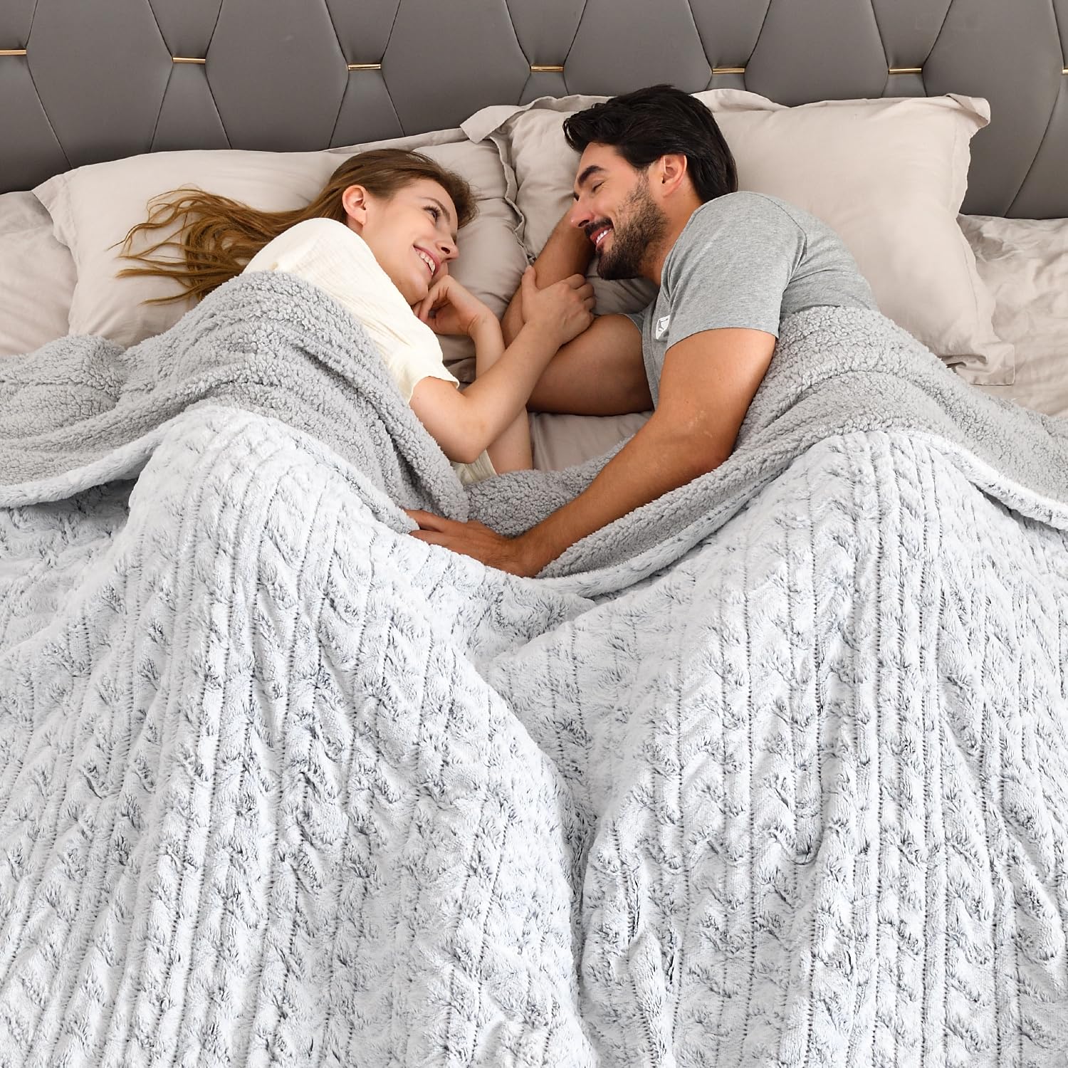Photo 1 of Bearhug Electric Blanket King Size 100" x 90" Dual Controllers Heated Blanket, 10 Heat Settings, 1-12 Hour Auto Shut-Off, Faux Fur & Sherpa Dual-Sided, Machine Washable, Gift-Ready Elegant Packaging