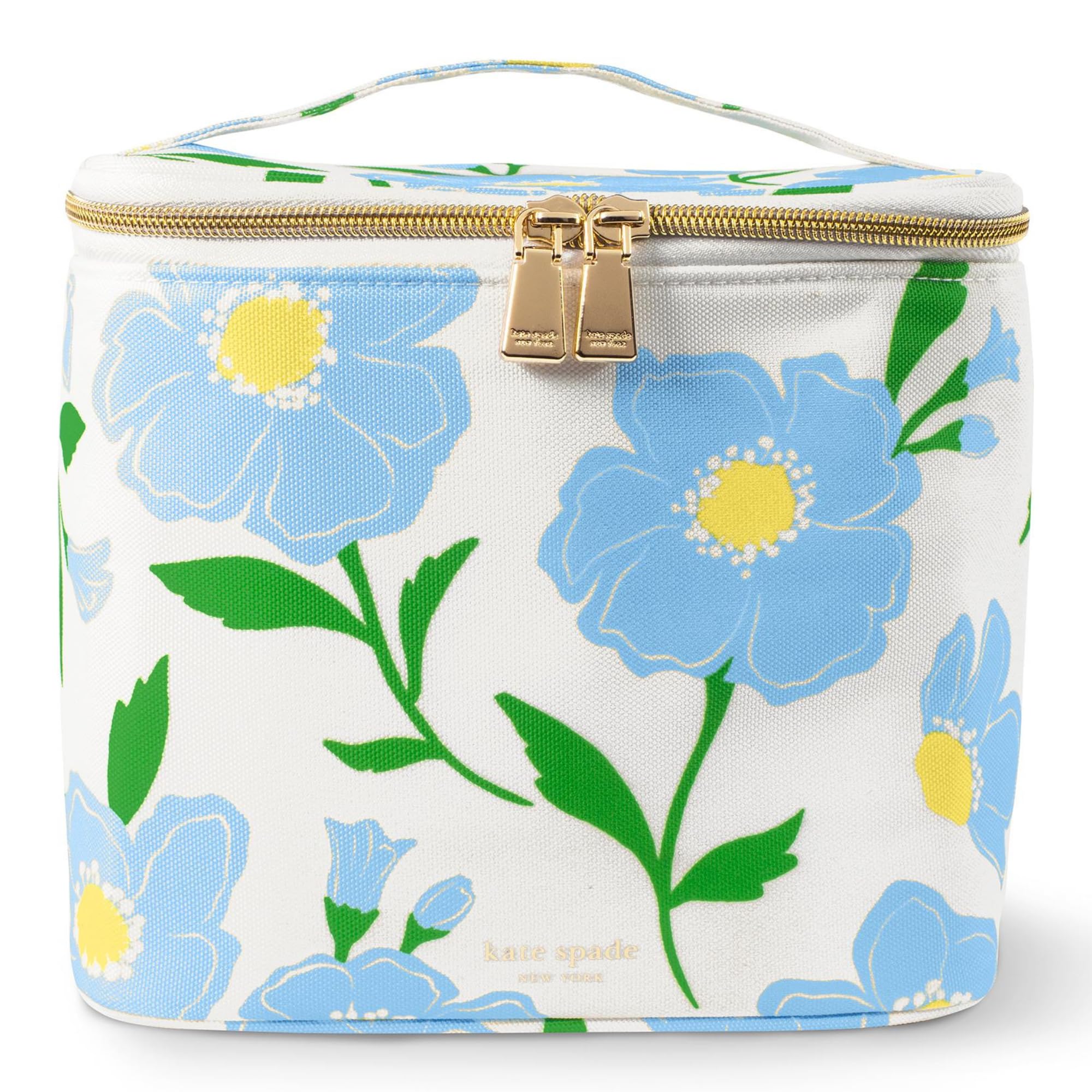 kate spade new york, Insulated Lunch Tote, Small Lunch Cooler, Cute Lunch Bag for Women, Striped Thermal Bag with Double Zipper Close and Carrying Handle, Sunshine Floral, One Size, Casual