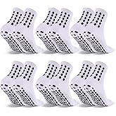 Barrlves 6 Pairs Kids Grip Soccer Socks Cushioned Non Slip Football Athletic Sports Socks for Boys Girls