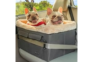 Petsfit Dog Car Seat for Medium Dogs or 2 Small Dogs, Upgraded Dog Booster Seat for Front and Back Seats with 2 Safety Leashe