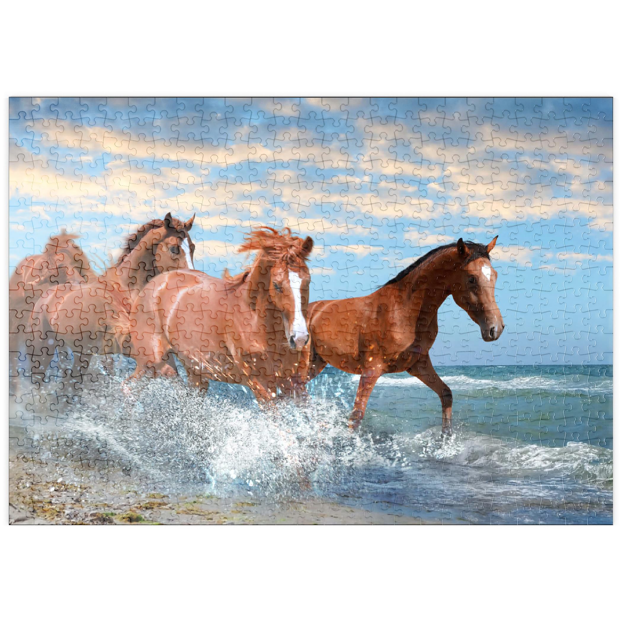 Beautiful Horses Running Through The Sea On The Beach - Premium 500 pieces Puzzle - MyPuzzle special collection from Puzzle Galaxy