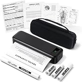 Portable Printers Wireless for Travel, Inkless Thermal Printer with Case | Support 8.5" X 11" US Letter, with 4 Rolls Thermal Paper, Small Bluetooth Mobile Printer for Phone Laptop Home Office School