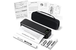 TATTMUSE Portable Printers Wireless for Travel, A285M Bluetooth Inkless Thermal Printer Support 8.5" X 11" US Letter, Mobile Printer for Phone Laptop, with Case & 4 Rolls Thermal Paper, for Home Office Receipt