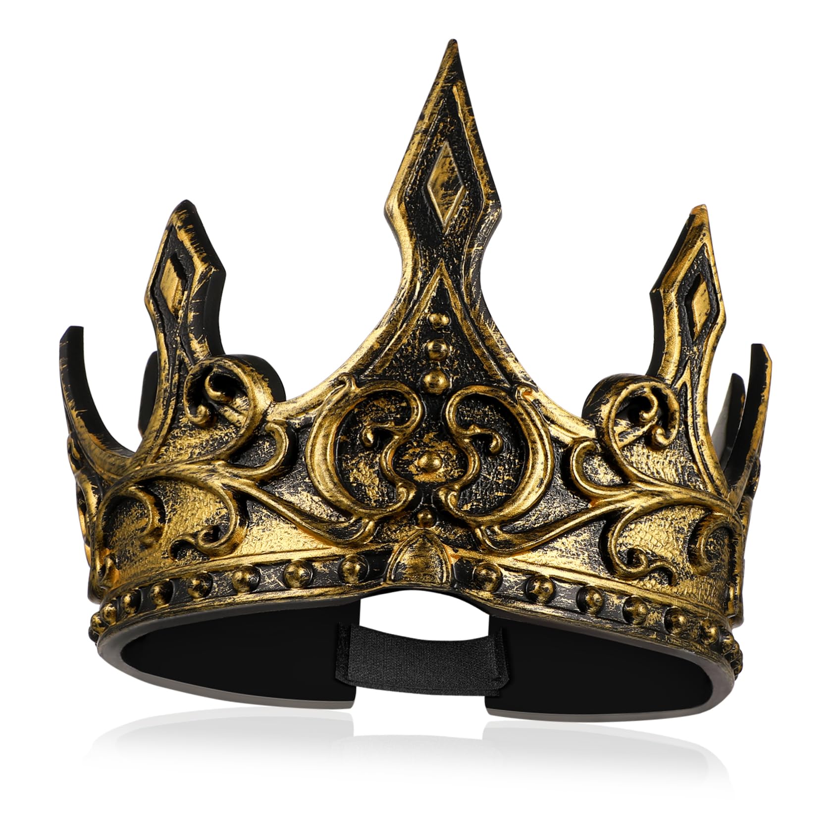 Halloween King Crown Foam Crown for Men Adjustable Medieval King Crown Halloween Cosplay Royal King Headwear (Random Pattern)