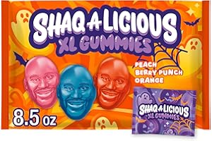 SHAQ-A-LICIOUS Individually Wrapped XL Gummies Original Flavor Snack Size, Halloween Chewy Candy Bag, 8.5 oz