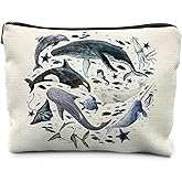 RYYCDOI Ocean Animals Shark whale Makeup Bag, Marine Life Animals Cosmetic Bags for Women,Shark Gifts for Women