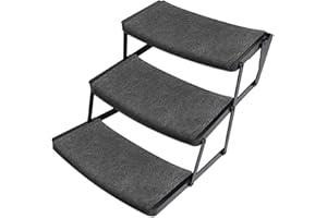 OKBA RV Step Covers,Camper Step Covers for 22 Inch RV Camper 8-10" Deep Radius Stairs Only - 3 Pack Gray Stair Rug Carpets