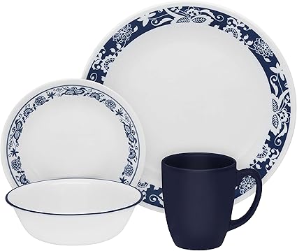 Corelle 16 Delige Vitrelle Glas True Blue Chip En Break Ressiatant Dinner Set Service Voor 4 Blauw Amazon Nl