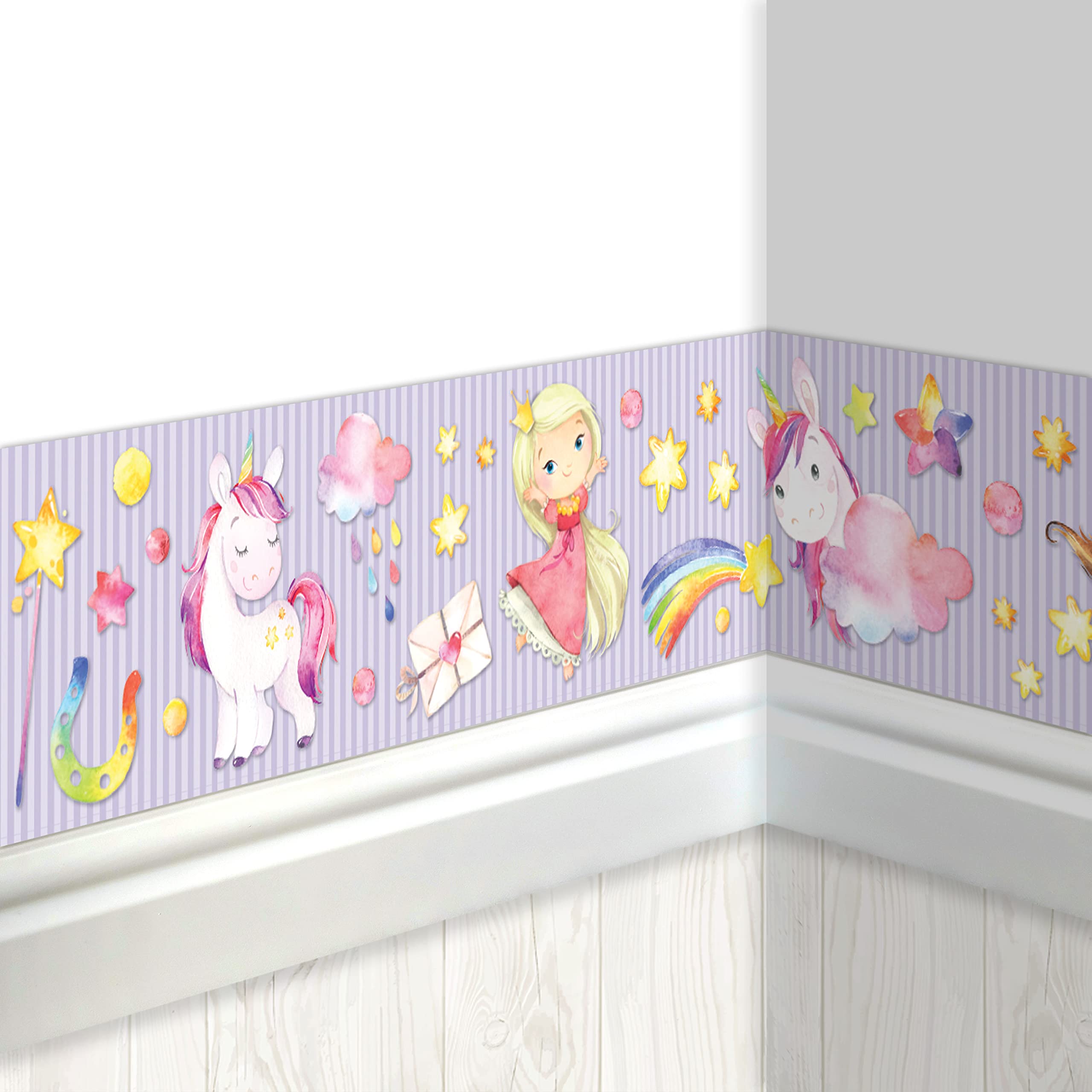 Papierdrachen Children's Border, Unicorn, Border, Children's Room, Wallpaper for Children, Beautifying Walls and Themed Rooms, Wall Decoration for Boys and Girls - Set 2