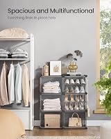 SONGMICS Interlocking Shoe Rack 6-Slot Modular Storage Cabinet Slate Grey view 6