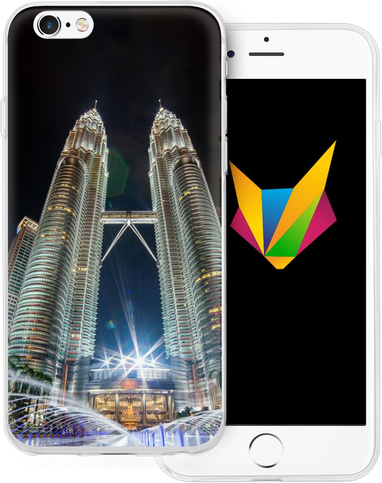 Mobilefox City Transparent Silicone TPU Protective Case 0.7mm Ultra Thin Phone Soft Cover for Apple iPhone 6/6S Petronas Twin Towers