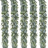 CEWOR 5pcs 5.5ft Artificial Eucalyptus Garland Fake Silver Dollar Eucalyptus Greenery Garland Vines Table Runner for Wedding Arch Backdrop Table Centerpiece Home Mantle Decor