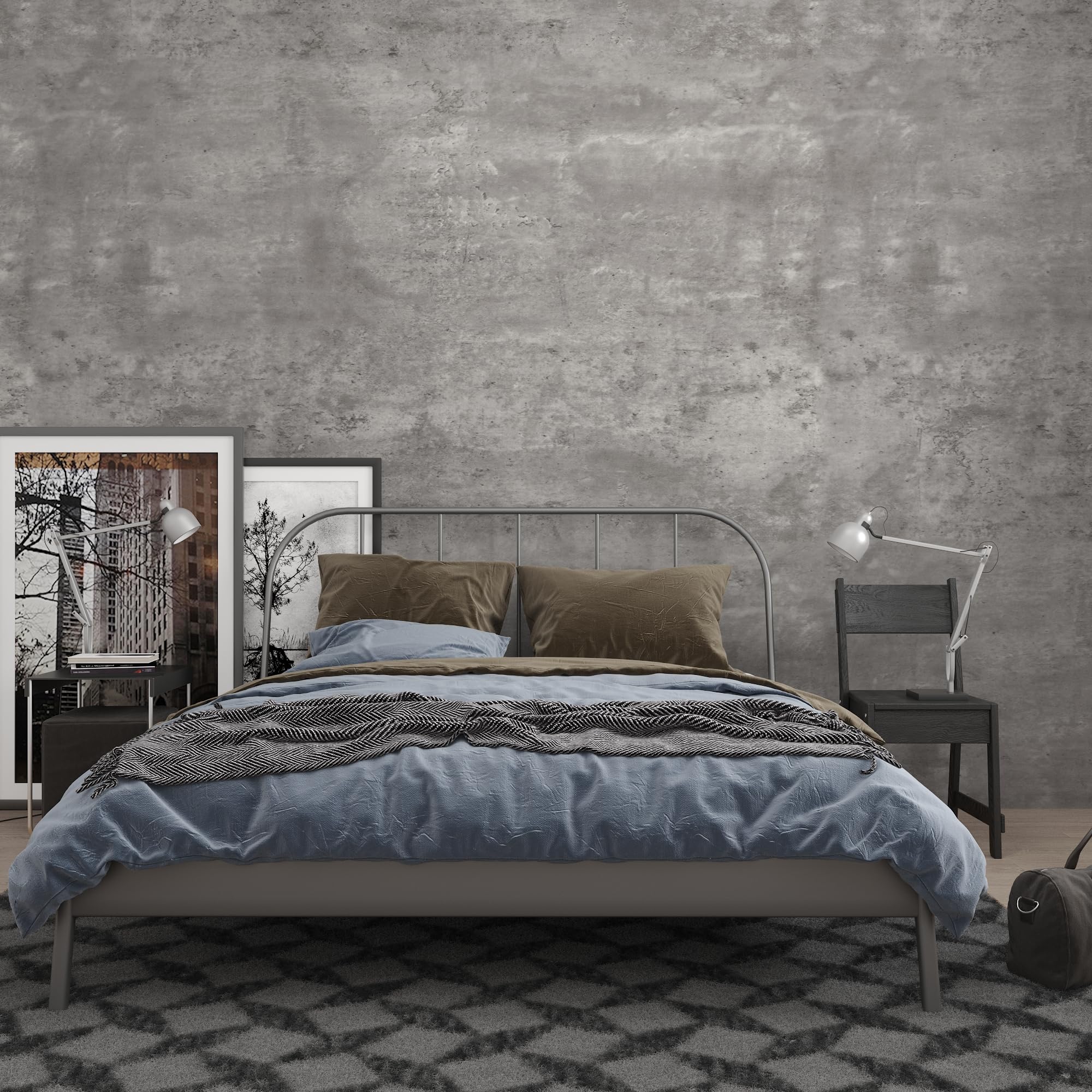 Photo 1 of 3yecao 16"×1181" 3D Extra Thick Large Size Light Grey Concrete Wallpaper Peel and Stick Industrial Gray Concrete Contact Paper Vinyl Matte Textured Faux Cement Wall Sticker for Bedroom Bathroom Walls