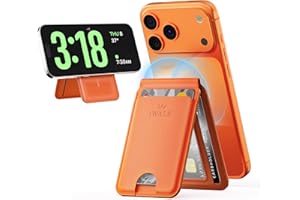 iWALK Stronger Magnetic Wallet, Upgraded for MagSafe Wallet, RFID Blocking, 5 Card Holder with Adjustable Stand, Slim Leather Phone Wallets for iPhone 17/16/15/14/13/12 Series, iPhone Wallets Orange