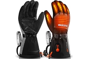 WASOTO Heated Gloves for Men Women 7.4V Battery 22.2WH Rechargeable Heated Ski Gloves Touchscreen Waterproof Electric Heated Gloves for Winter Outdoor Work Skiing Hiking Camping Raynaud Riding