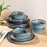 GBHOME Ceramic Dinnerware Sets for 4, 12 Pieces Stoneware Plates and Bowls Sets, Reactive Glaze Dishes -Scratch Resistant, Dishwasher&Microwave Safe