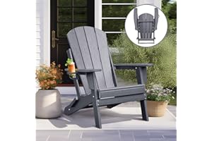 Skypatio Folding Adirondack Chair, All-Weather Portable Patio Fire Pit Chairs High-Density Polyethylene Adirondack Chairs for