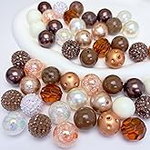 50pcs 20mm Bubblegum Beads Multiple Styles Mixed Large Chunky Acrylic Beads for Jewelry Making Pens Keychains DIY Crafts (Brown-)
