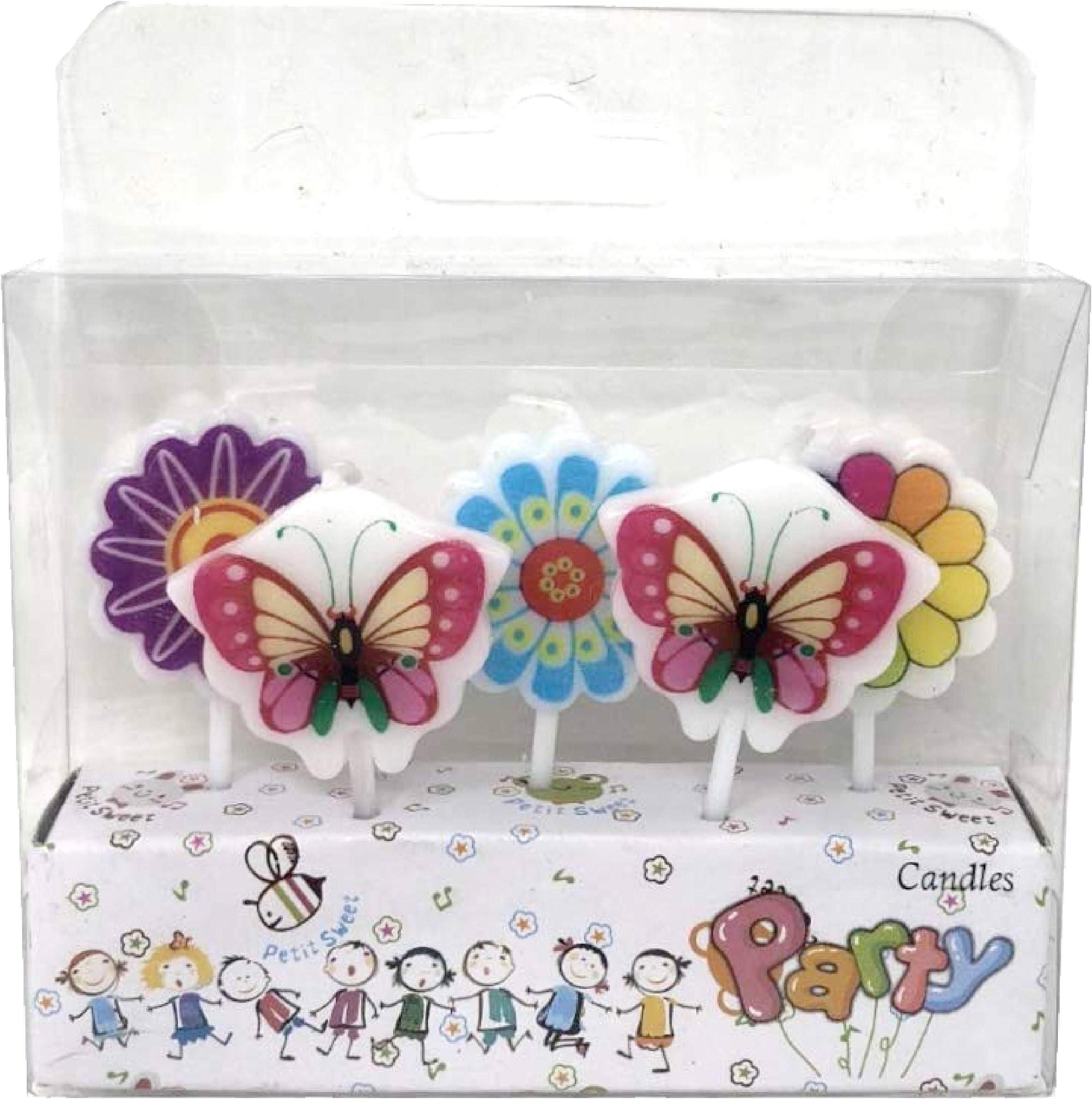 AEX 5pcs Butterflies Multi-Coloured Mini Figure Birthday Candles