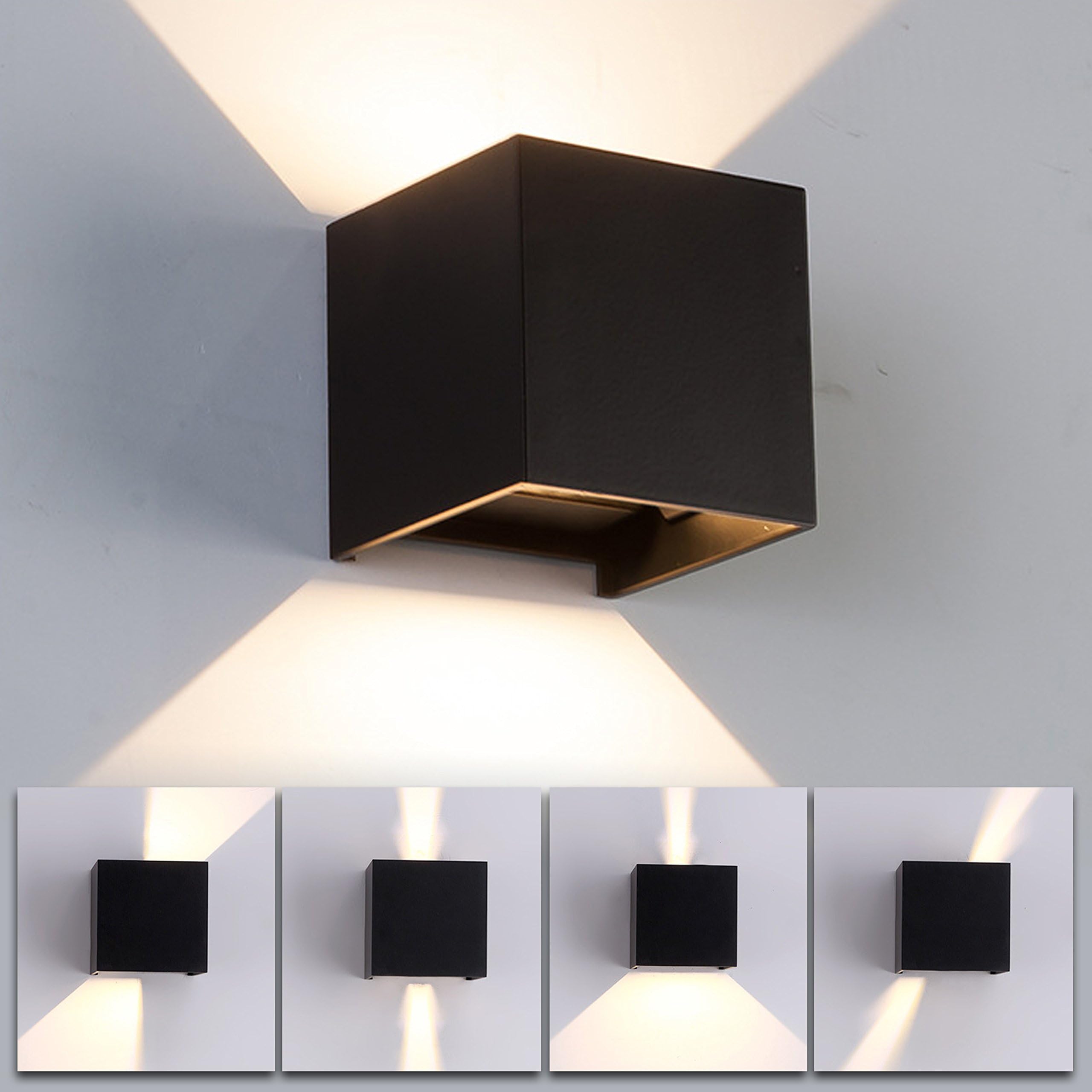 Black 12W LED Wall Light Aluminium IP65 Waterproof Warm White 3000K Adjustable Beam Angle for Living Room Garden Hall Staircase Pathway