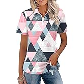LOMON Womens Golf Polo Shirts Summer Short Sleeve 1/4 Zip Tops Moisture Wicking Casual Tennis Activewear with Pockets
