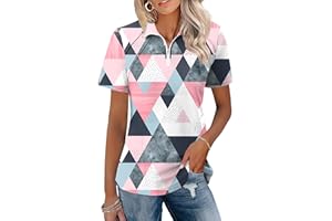 LOMON Womens Golf Polo Shirts Summer Short Sleeve 1/4 Zip Tops Moisture Wicking Casual Tennis Activewear with Pockets