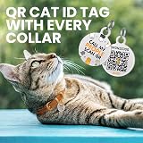 BRONZEDOG Leather Cat Collar with Removable QR-ID Tag Kitten Collar Bells view 3