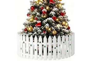 QSBON Christmas Tree Fences 12PCS: Sticker DIY Christmas Tree Gate White Picket Fence for Xmas Holiday Party Decor Garden Home Office, Inches