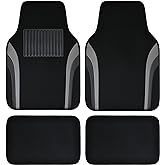 CAR PASS Leather Waterproof Sporty Car Floor Mats Carpet,Universal Automotive Floor Mat Fit for Sedans, Cars, Mid Trucks, Vans, SUV, Set of 4 (Black and Gray)