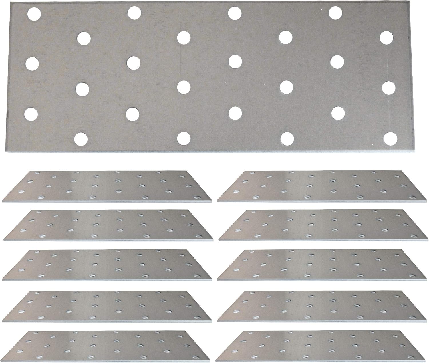 Steel Timber Connector Flat Connecting Joining Plate Galvanised Z275g/m2 20μm Heavy Duty Metal Sheet 6.3"x 2.36"x 0.08" (160 x 60 x 2mm) Pack of 10